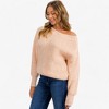 Amaryllis Women's Off-Shoulder Knit Sweater Relaxed Fit Long Sleeves Soft Ribbed Texture Casual Cozy Everyday Pullover - 2 of 4