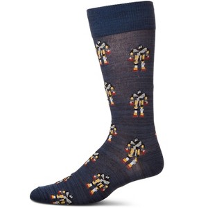 Memoi Robot Overlords Bamboo Blend Cartoon Men's Socks - 1 of 4