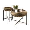 NicBex Natural 2-Piece Round Coffee Table & End Table Set,Distressed Wood Design & Black Metal Legs,Center Table for Living Room - 4 of 4