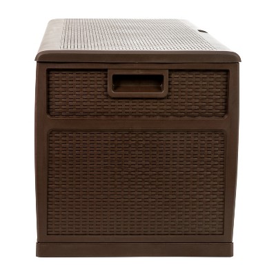Brown 120 Gallon Lockable Plastic Deck Storage Box