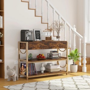 Golden U-Shaped Console - Ottoman-Inspired Entry Rack with Damascus Steel Details - 1 of 4