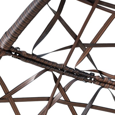 Brown Wicker Teardrop Hanging Hammock Chair with Cushions