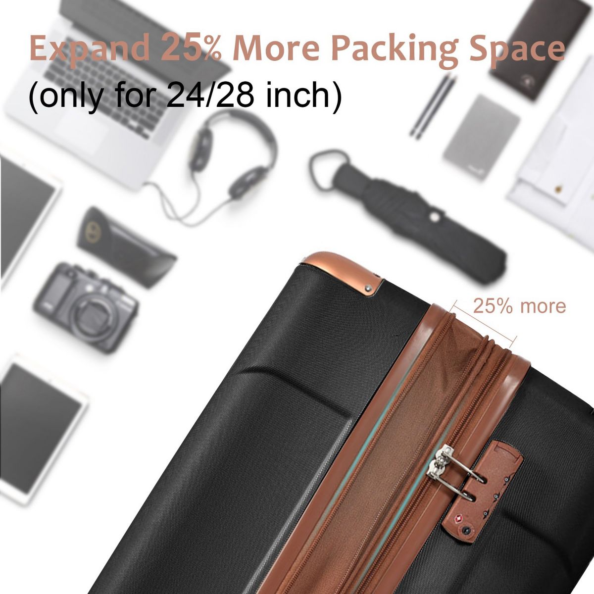 Polibi Luggage Set 6-Piece with 16 Inch, 20 Inch,24 Inch, 28 Inch Suitcases and a Duffel Bag, a Toiletry Bag - thumbnail 10