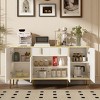 Vynxaria Modern Sideboard Buffet: 4 Doors & 2 Drawers Storage Cabinet for Living Room, Kitchen, Dining Room, Hallway, White Finish. - 2 of 4