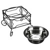YML 7-Inch Wrought Iron Stand with Single Stainless Steel Bowl - Size: Medium (6.75 inches H x 8.25 inches W x 8.25 inches D) - 3 of 4