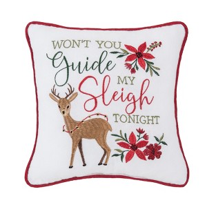 C&F Home 10" x 10" Guide My Sleigh Small Christmas Throw Pillow - 1 of 4