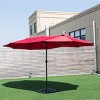 Costway 15' Market Outdoor Umbrella Double-Sided Twin Patio Umbrella with Crank Wine - 3 of 4