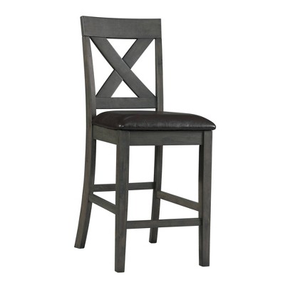 Alexa Gray 7-Piece Counter Height Dining Set with Faux Leather Upholstered Chairs
