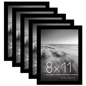 Americanflat 8x11 Picture Frame with Polished Plexiglass, Set of 5, Galleria Collection, Gallery Wall Frame Set for Tabletop and Wall Display, Black - 1 of 4
