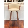 HomeRoots 30" Cream And Wood Brown Faux Leather Swivel Bar Height Bar Chair - 2 of 4