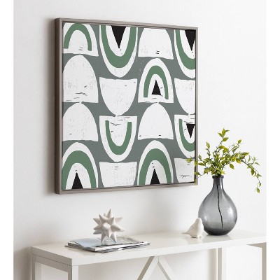 Sylvie 33" x 34" Green and Gray Abstract Canvas Print