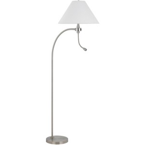 Cal Lighting 100W 3 way Ashland mini arc metal floor lamp with gooseneck 2W led reading light - 1 of 4