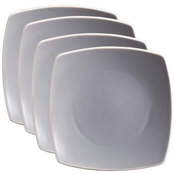 Hometrends Soho Lounge 4 Piece 7.4 Inch Square Stoneware Salad Plate Set in Grey