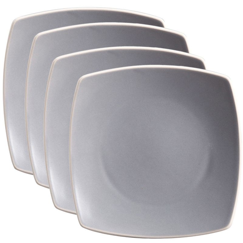 Hometrends Soho Lounge 4 Piece 7.4 Inch Square Stoneware Salad Plate Set in Grey, 1 of 7