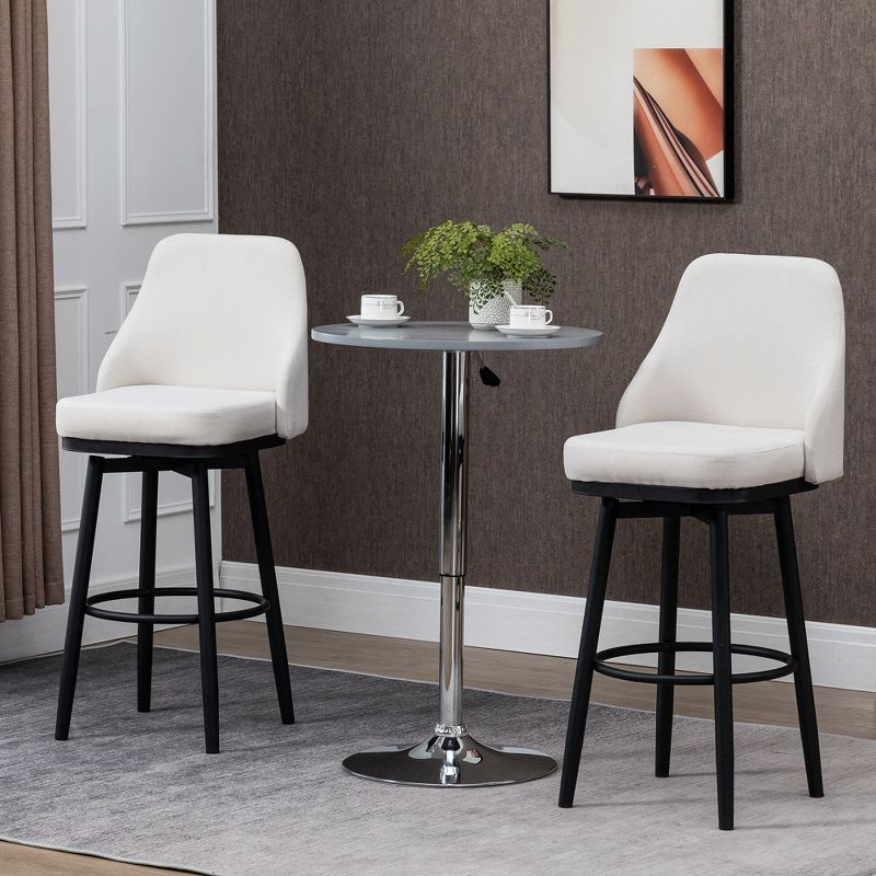 HOMCOM Extra Tall Bar Stools Set of 2, Modern 360° Swivel Barstools, Dining Room Chairs with Steel Legs and Footrest, 2 of 7