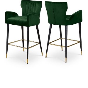 Meridian Furniture,Luxe Green Velvet Stool, Set of 2 - 1 of 4