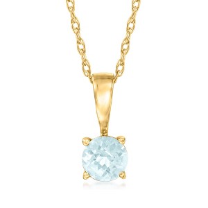 Pure Collection by Ross-Simons 0.20 Carat Aquamarine Pendant Necklace in 14kt Yellow Gold - 1 of 3