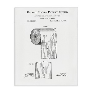 Stupell Industries Toilet Paper Roll Vintage Patent Minimal Black White, 24" x 30" - 1 of 4