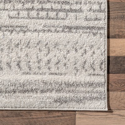 Nova Bohemian Gray Striped Synthetic 4' x 6' Area Rug