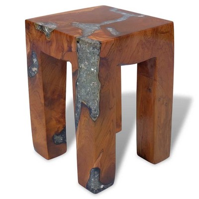 VidaXL Stool Solid Teak Wood and Resin