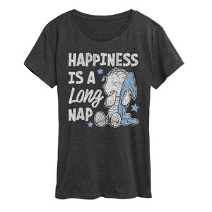 Women's - Peanuts - Linus Happiness Is A Long Nap Short Sleeve Graphic T-Shirt - 1 of 4