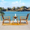 Set 3 Pieces with Wood Grain Aluminum Wicker Padded Porch Chairs,Coffee Table,Outdoor Conversation Set with Beige Sunbrella Pillows - 4 of 4