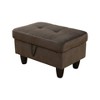 DOMETOUR Dark Brown Flannel Storage Ottoman for Living Room or Bedroom - 3 of 4