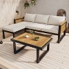 Christopher Knight Home Faye Patio Acacia and Metal Upholstered Seating Set with Slat Design - 2 of 4