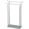 Kings Brand Furniture - Bryant Metal/Glass Free Standing Bathroom Towel Rack Stand, Chrome/White - 4 of 4