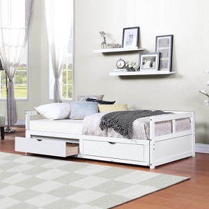 NicBex Wooden Twin Daybed with Trundle Bed and 2 Drawers,Extendable Bed Daybed for Bedroom,Living Room,Apartment - 1 of 4