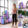 MOEPISY Black Home Gym Storage Rack Exercise Equipment Storage Organizer for Yoga Mat Dumbbells Kettlebells Foam Roller Yoga Strap & Resistance Bands - 2 of 4