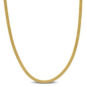 EVERLY JEWELRY | Yellow Plated Sterling Silver 2.8mm Herringbone Chain Necklace, 16 inc - 1 of 4