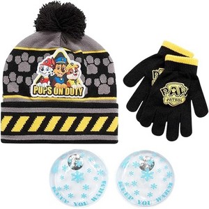 Nicklelodeon Paw Patrol Boy's Winter Hat and Gloves Set Size Age 4-7, Paw Patrol Black Glove with Handwarmers - 1 of 4