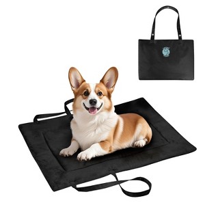 Kritter Planet Portable Plush Flannel Dog Bed, Reversible Waterproof Dog Cat Bed Mat with Handles, Indoor Outdoor Use - 1 of 4