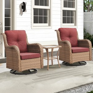 Gymojoy Outdoor Swivel Chairs with Side Table Glider Chairs Set of 3 - 1 of 4