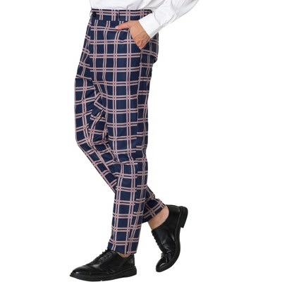 Lars Amadeus Men's Business Plaid Casual Slim Fit Checked Dress Trousers