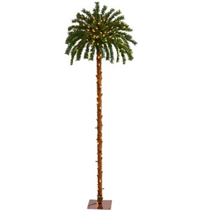Nearly Natural 6-ft Christmas Palm Artificial Tree with 200 Warm White LED Lights - 1 of 3