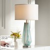Possini Euro Design Jaime 26" High Modern Coastal Table Lamp USB Dimmer Blue Gray Art Glass Single White Shade Living Room Charging Bedroom Bedside - 2 of 4