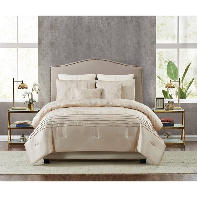 Queen 7pc Noelle Comforter Set Gold - 5th Avenue Lux