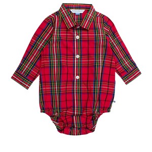 RuggedButts Baby Boys Long Sleeve Button Down Bodysuit - 1 of 2
