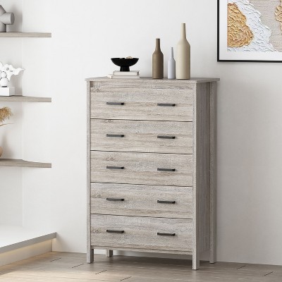 CAVINAS Bedroom Dresser,Tall Dressers & Chest of Drawers with 5 Drawers for Living Room,Office,Entryway