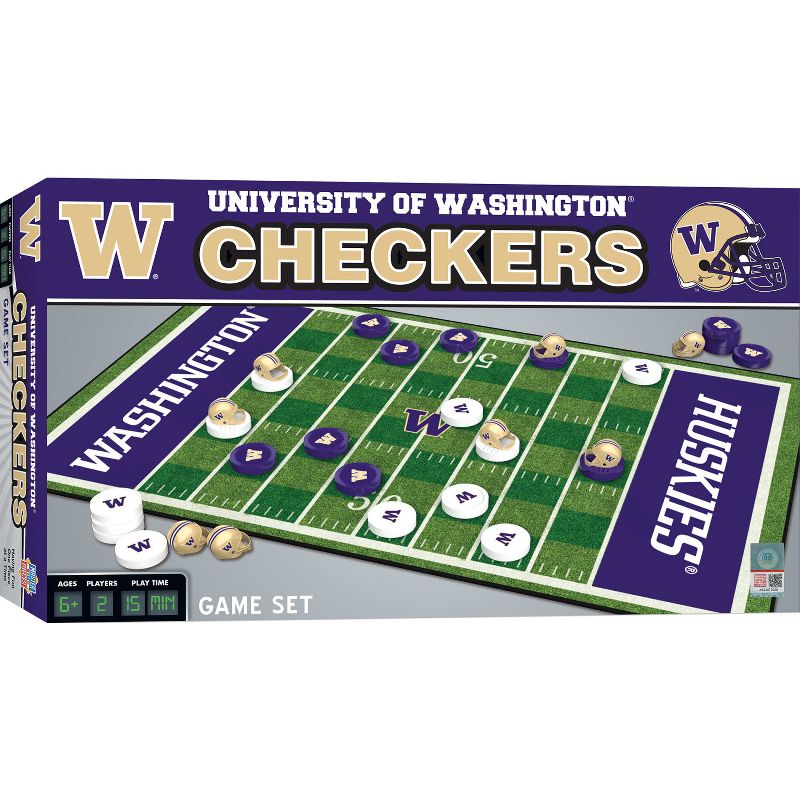 MasterPieces Officially licensed NCAA Washington Huskies Checkers Board Game for Families and Kids ages 6 and Up, 2 of 6