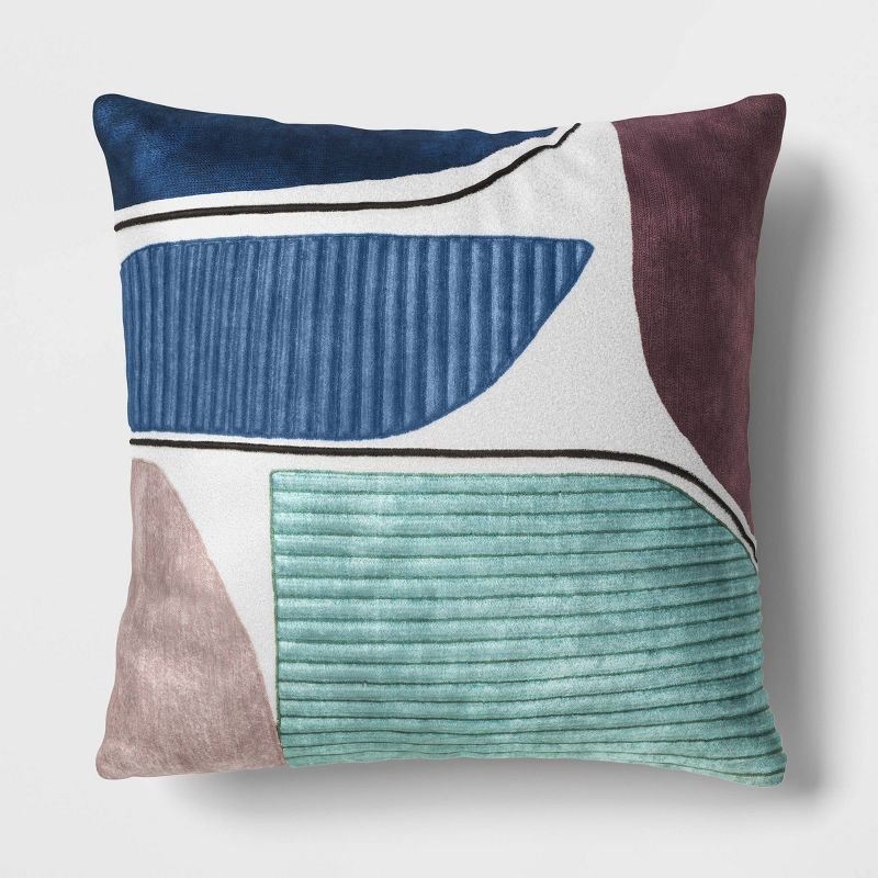 Color Blocked Abstract Pattern Applique Square Throw Pillow - Threshold&#8482;, 1 of 6