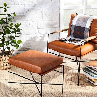 Metal frame best sale leather chair