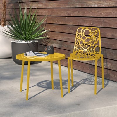Devon Modern Yellow Aluminum Outdoor Stackable Dining Chair