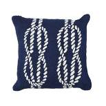 18"x18" Front Porch Ropes Print Indoor/Outdoor Square Throw Pillow Navy - Liora Manne