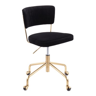 TiramisuBest Gold Metal & Black Velvet Task Chair - Adjustable Height, 360¡ã Swivel