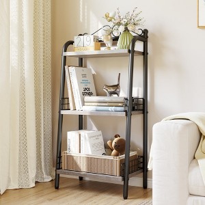 3 Tier Bathroom Ladder Shelf, Free Standing Storage Shelf Organizer,Tower Shelf, Small Bookshelf Open Shelving Unit ,Gray - 1 of 4