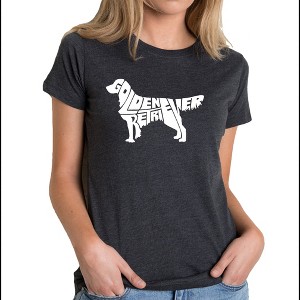 LA Pop Art Women's Premium Blend Word Art T-shirt - Golden Retreiver - 1 of 4