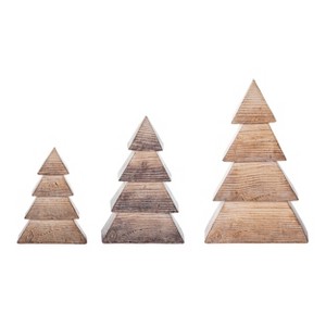 Transpac Resin 10 in. Brown Christmas Textured Tree Set of 3 - 1 of 2
